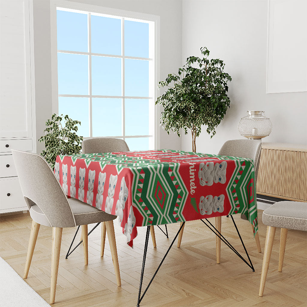 New Zealand Christmas In July Tablecloth Meri Kirihimete Hei Tiki Taniko Motifs Seamless LT14 - Polynesian Pride