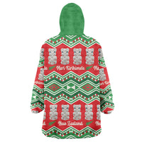 New Zealand Christmas In July Wearable Blanket Hoodie Meri Kirihimete Hei Tiki Taniko Motifs Seamless LT14 - Polynesian Pride
