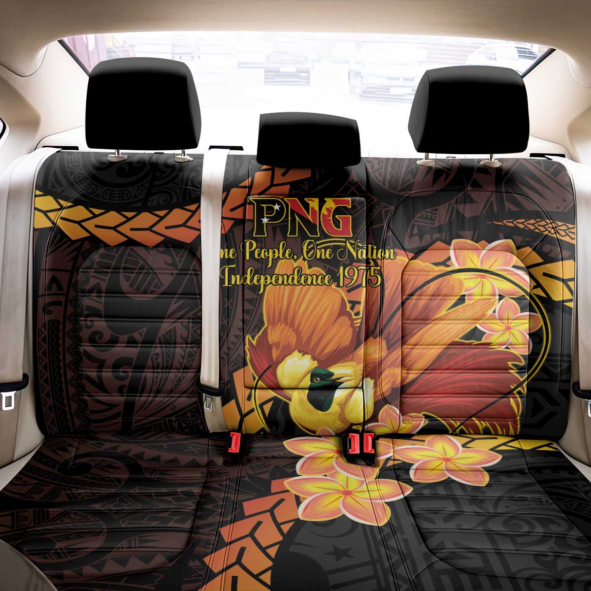 Papua New Guinea Independence Day Back Car Seat Cover 50th Anniversary Papua Niu Gini Bird Of Paradise LT14 - Polynesian Pride