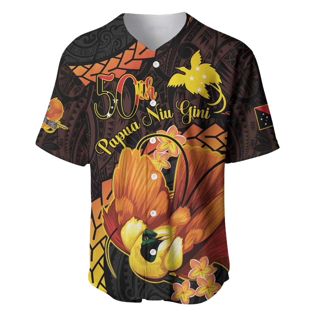 Papua New Guinea Independence Day Baseball Jersey 50th Anniversary Papua Niu Gini Bird Of Paradise LT14 Black - Polynesian Pride
