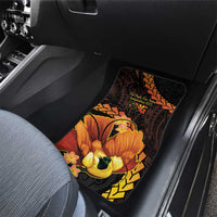 Papua New Guinea Independence Day Car Mats 50th Anniversary Papua Niu Gini Bird Of Paradise LT14 Set 2pcs - Front Black - Polynesian Pride