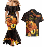 Papua New Guinea Independence Day Couples Matching Mermaid Dress and Hawaiian Shirt 50th Anniversary Papua Niu Gini Bird Of Paradise LT14 - Polynesian Pride