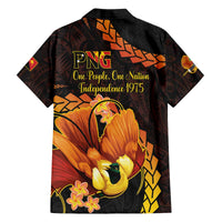 Papua New Guinea Independence Day Family Matching Off The Shoulder Long Sleeve Dress and Hawaiian Shirt 50th Anniversary Papua Niu Gini Bird Of Paradise LT14 - Polynesian Pride
