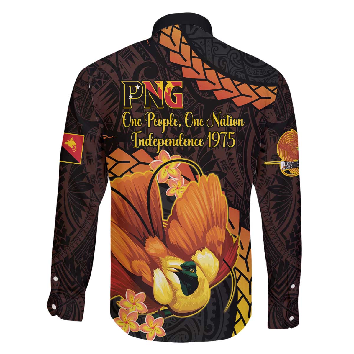 Papua New Guinea Independence Day Family Matching Off The Shoulder Long Sleeve Dress and Hawaiian Shirt 50th Anniversary Papua Niu Gini Bird Of Paradise LT14 - Polynesian Pride