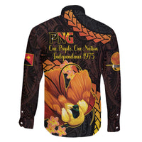 Papua New Guinea Independence Day Family Matching Off The Shoulder Long Sleeve Dress and Hawaiian Shirt 50th Anniversary Papua Niu Gini Bird Of Paradise LT14 - Polynesian Pride