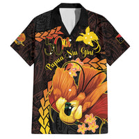 Papua New Guinea Independence Day Family Matching Off Shoulder Maxi Dress and Hawaiian Shirt 50th Anniversary Papua Niu Gini Bird Of Paradise LT14 Dad's Shirt - Short Sleeve Black - Polynesian Pride