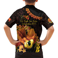 Papua New Guinea Independence Day Family Matching Short Sleeve Bodycon Dress and Hawaiian Shirt 50th Anniversary Papua Niu Gini Bird Of Paradise LT14 - Polynesian Pride