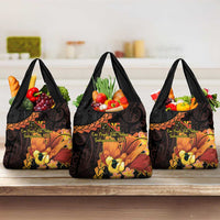 Papua New Guinea Independence Day Grocery Bag 50th Anniversary Papua Niu Gini Bird Of Paradise LT14 3-pack One Size Black - Polynesian Pride