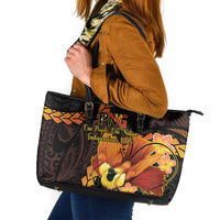 Papua New Guinea Independence Day Leather Tote Bag 50th Anniversary Papua Niu Gini Bird Of Paradise LT14 Black - Polynesian Pride