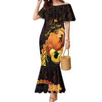 Papua New Guinea Independence Day Mermaid Dress 50th Anniversary Papua Niu Gini Bird Of Paradise LT14 Women Black - Polynesian Pride
