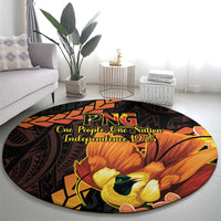 Papua New Guinea Independence Day Round Carpet 50th Anniversary Papua Niu Gini Bird Of Paradise LT14 - Polynesian Pride