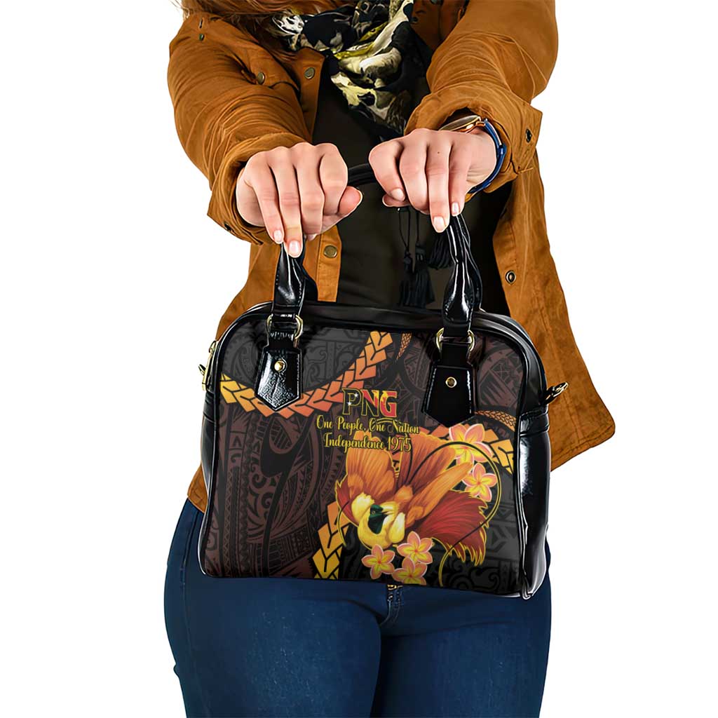 Papua New Guinea Independence Day Shoulder Handbag 50th Anniversary Papua Niu Gini Bird Of Paradise LT14 One Size Black - Polynesian Pride