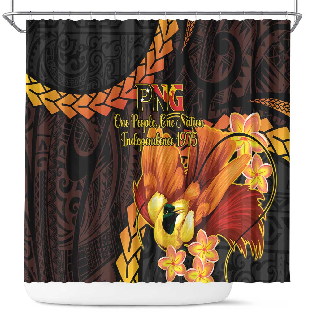 Papua New Guinea Independence Day Shower Curtain 50th Anniversary Papua Niu Gini Bird Of Paradise LT14 Black - Polynesian Pride
