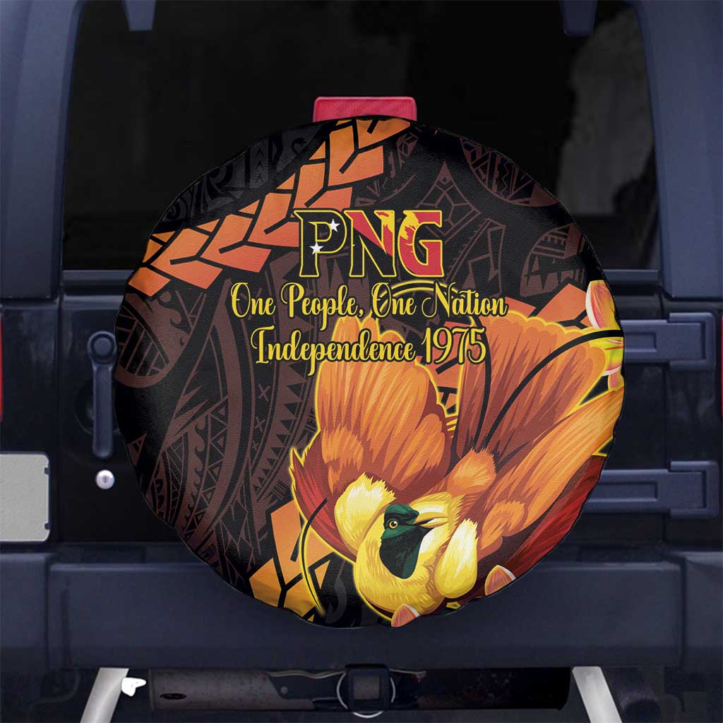 Papua New Guinea Independence Day Spare Tire Cover 50th Anniversary Papua Niu Gini Bird Of Paradise LT14 No hole Black - Polynesian Pride