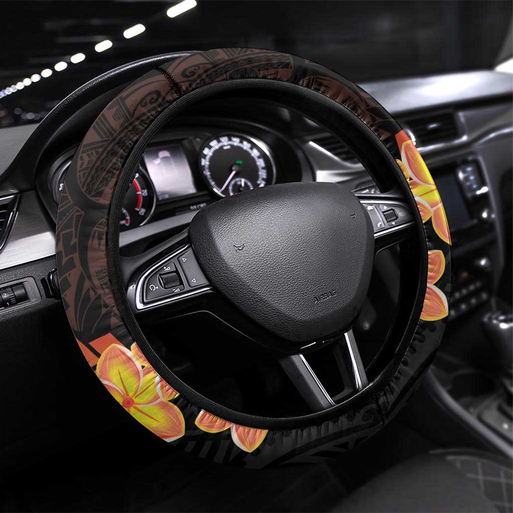 Papua New Guinea Independence Day Steering Wheel Cover 50th Anniversary Papua Niu Gini Bird Of Paradise LT14 Universal Fit Black - Polynesian Pride