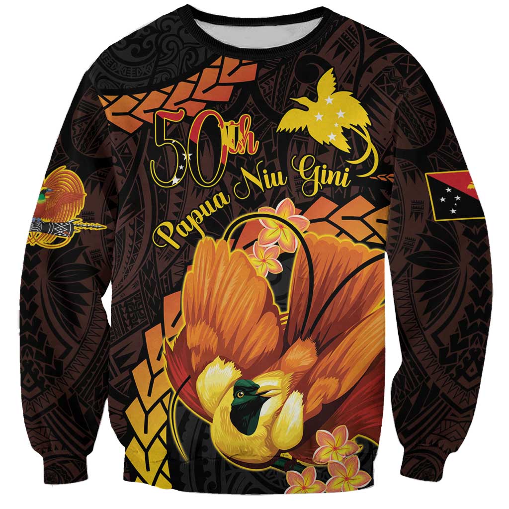 Papua New Guinea Independence Day Sweatshirt 50th Anniversary Papua Niu Gini Bird Of Paradise LT14 Unisex Black - Polynesian Pride