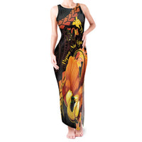 Papua New Guinea Independence Day Tank Maxi Dress 50th Anniversary Papua Niu Gini Bird Of Paradise LT14 Women Black - Polynesian Pride