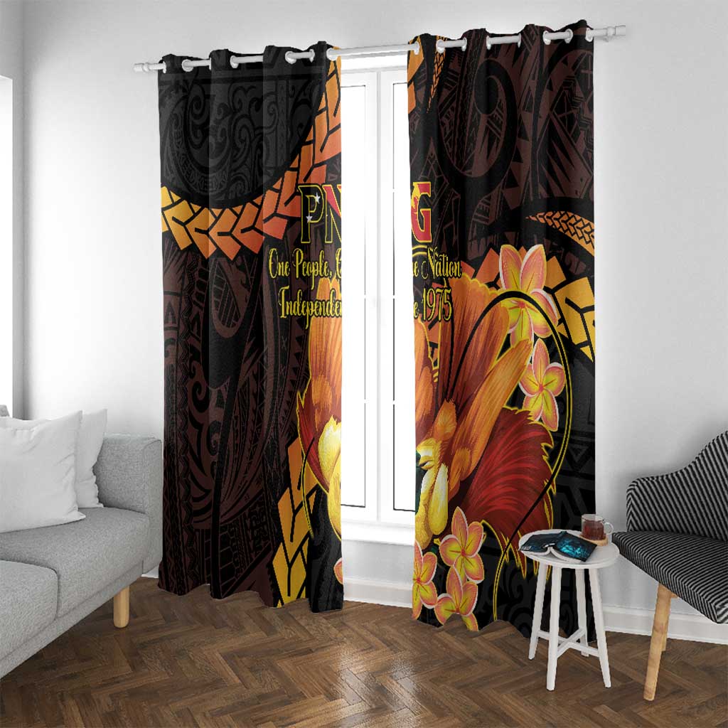 Papua New Guinea Independence Day Window Curtain 50th Anniversary Papua Niu Gini Bird Of Paradise LT14 With Grommets Black - Polynesian Pride