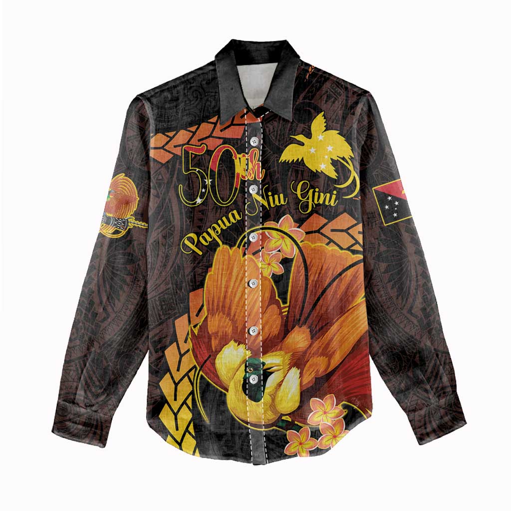 Papua New Guinea Independence Day Women Casual Shirt 50th Anniversary Papua Niu Gini Bird Of Paradise LT14 - Polynesian Pride