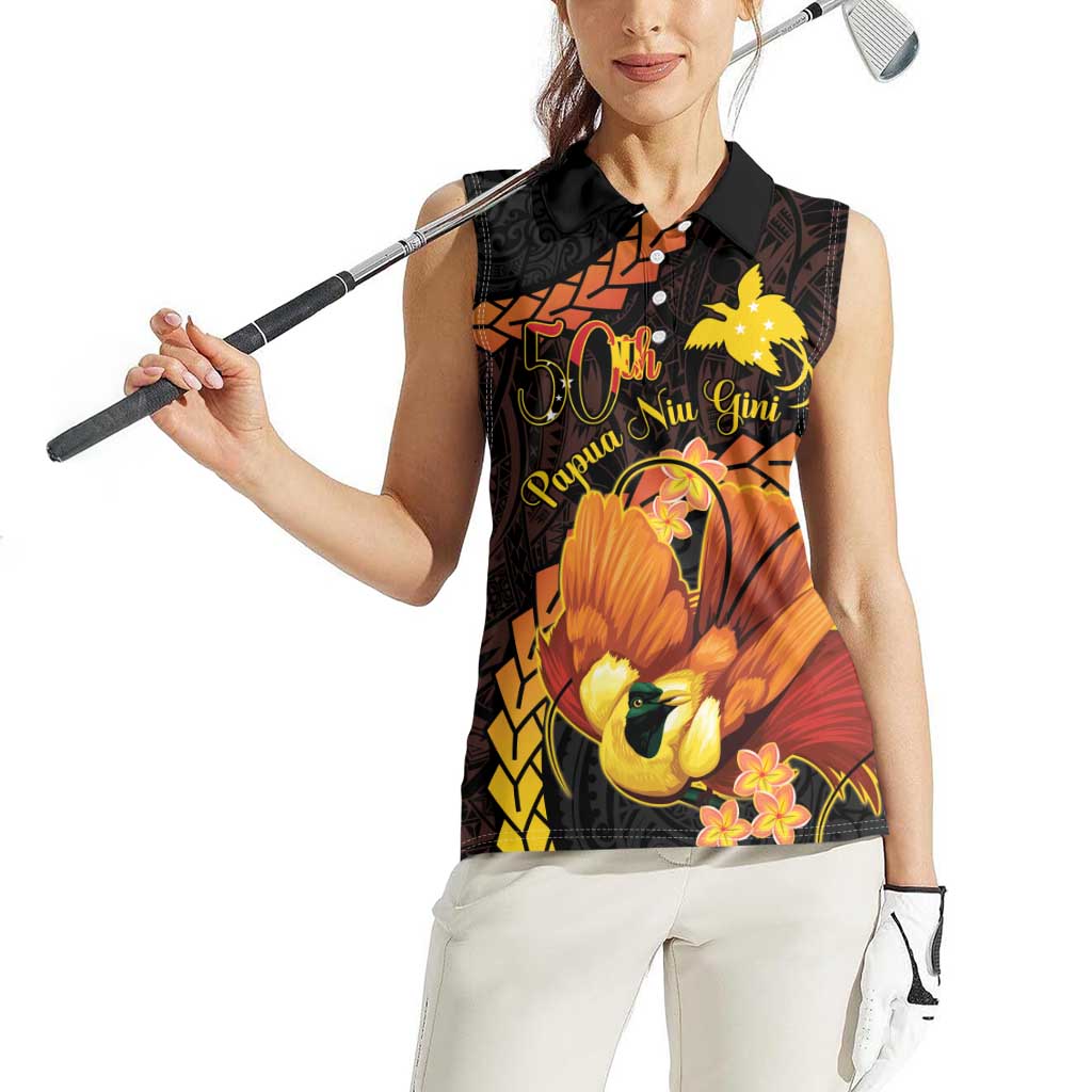 Papua New Guinea Independence Day Women Sleeveless Polo Shirt 50th Anniversary Papua Niu Gini Bird Of Paradise LT14 - Polynesian Pride