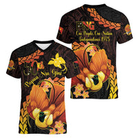 Papua New Guinea Independence Day Women V-Neck T-Shirt 50th Anniversary Papua Niu Gini Bird Of Paradise LT14 - Polynesian Pride