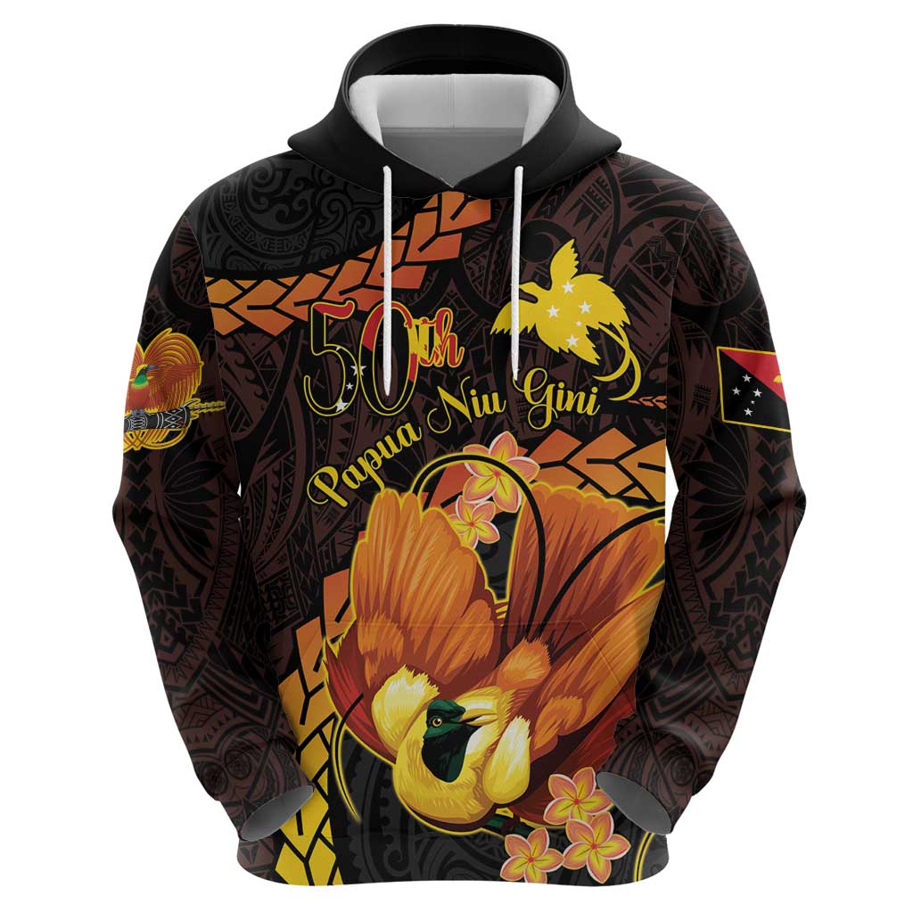 Papua New Guinea Independence Day Zip Hoodie 50th Anniversary Papua Niu Gini Bird Of Paradise LT14 - Polynesian Pride