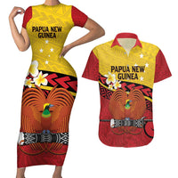 Papua New Guinea Independence Day Couples Matching Short Sleeve Bodycon Dress and Hawaiian Shirt Since 1975 Unity In Diversity LT14 Red - Polynesian Pride