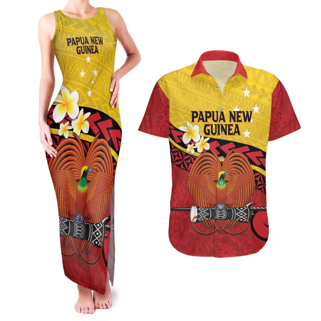 Papua New Guinea Independence Day Couples Matching Tank Maxi Dress and Hawaiian Shirt Since 1975 Unity In Diversity LT14 Red - Polynesian Pride