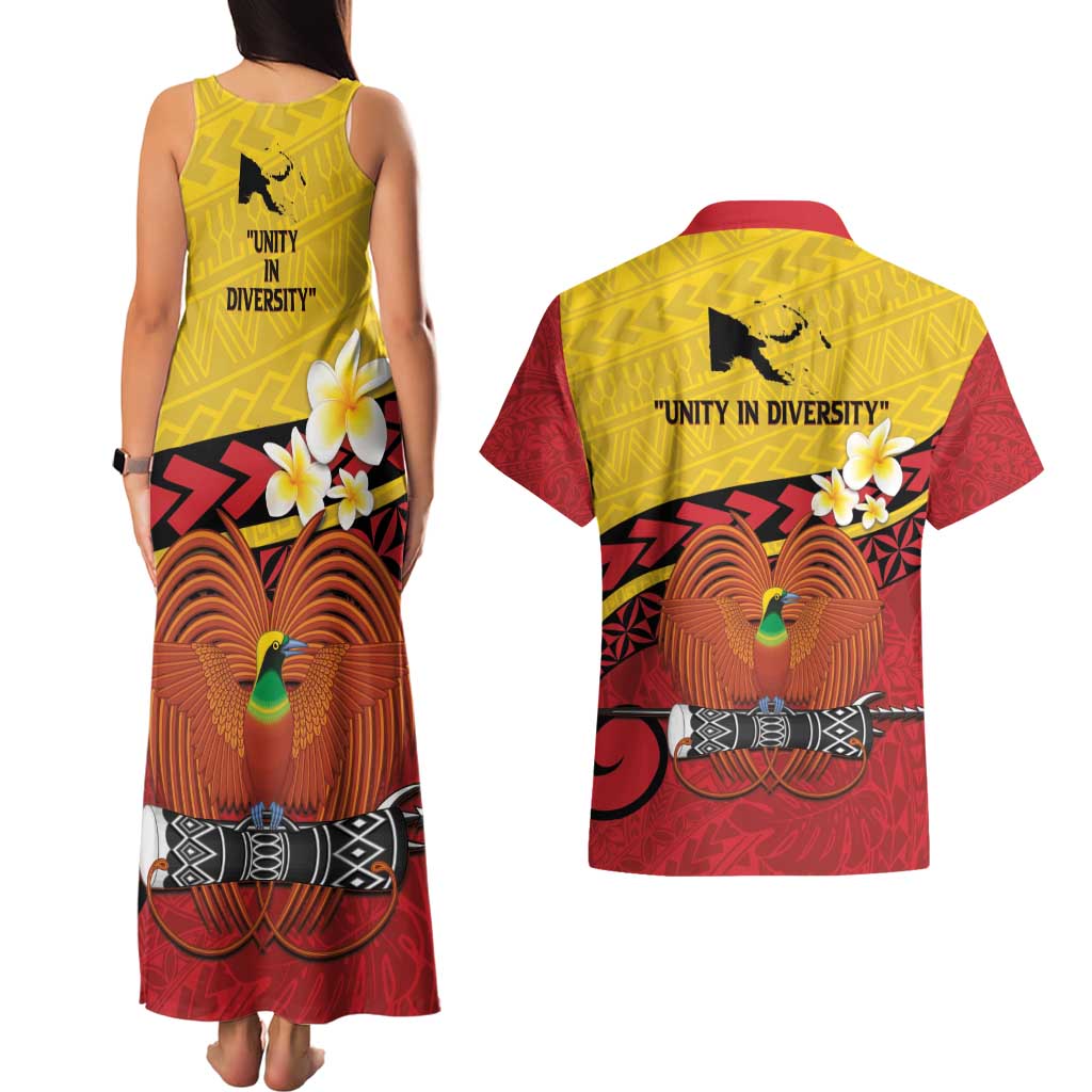 Papua New Guinea Independence Day Couples Matching Tank Maxi Dress and Hawaiian Shirt Since 1975 Unity In Diversity LT14 - Polynesian Pride
