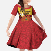 Papua New Guinea Independence Day Family Matching Long Sleeve Bodycon Dress and Hawaiian Shirt Since 1975 Unity In Diversity LT14 Daughter's Dress Red - Polynesian Pride