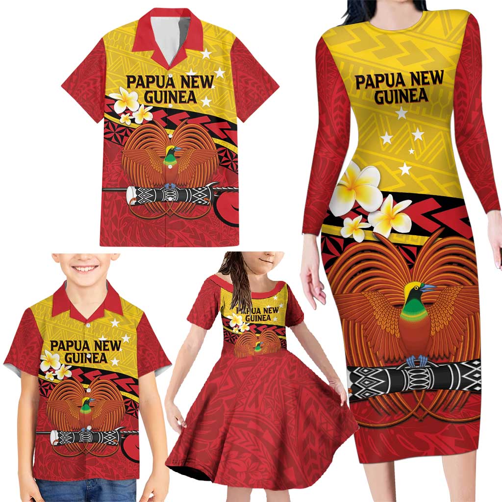 Papua New Guinea Independence Day Family Matching Long Sleeve Bodycon Dress and Hawaiian Shirt Since 1975 Unity In Diversity LT14 - Polynesian Pride