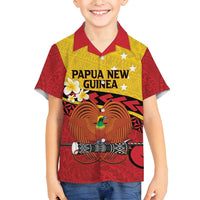 Papua New Guinea Independence Day Family Matching Long Sleeve Bodycon Dress and Hawaiian Shirt Since 1975 Unity In Diversity LT14 Son's Shirt Red - Polynesian Pride