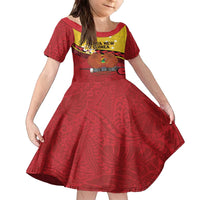Papua New Guinea Independence Day Family Matching Off The Shoulder Long Sleeve Dress and Hawaiian Shirt Since 1975 Unity In Diversity LT14 Daughter's Dress Red - Polynesian Pride