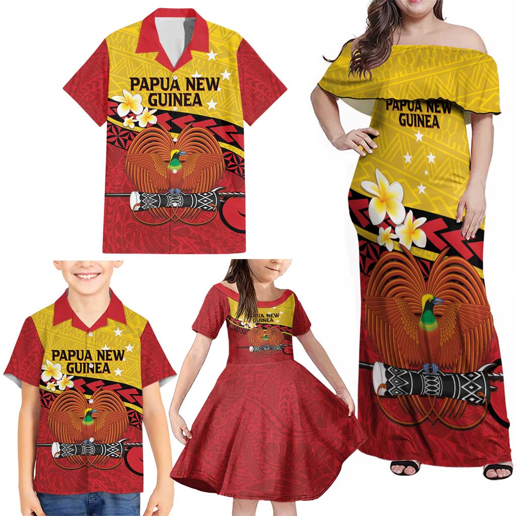 Papua New Guinea Independence Day Family Matching Off Shoulder Maxi Dress and Hawaiian Shirt Since 1975 Unity In Diversity LT14 - Polynesian Pride
