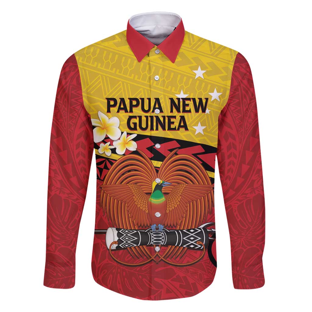 Papua New Guinea Independence Day Family Matching Off Shoulder Maxi Dress and Hawaiian Shirt Since 1975 Unity In Diversity LT14 Dad's Shirt - Long Sleeve Red - Polynesian Pride