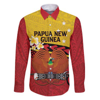 Papua New Guinea Independence Day Family Matching Off Shoulder Short Dress and Hawaiian Shirt Since 1975 Unity In Diversity LT14 Dad's Shirt - Long Sleeve Red - Polynesian Pride