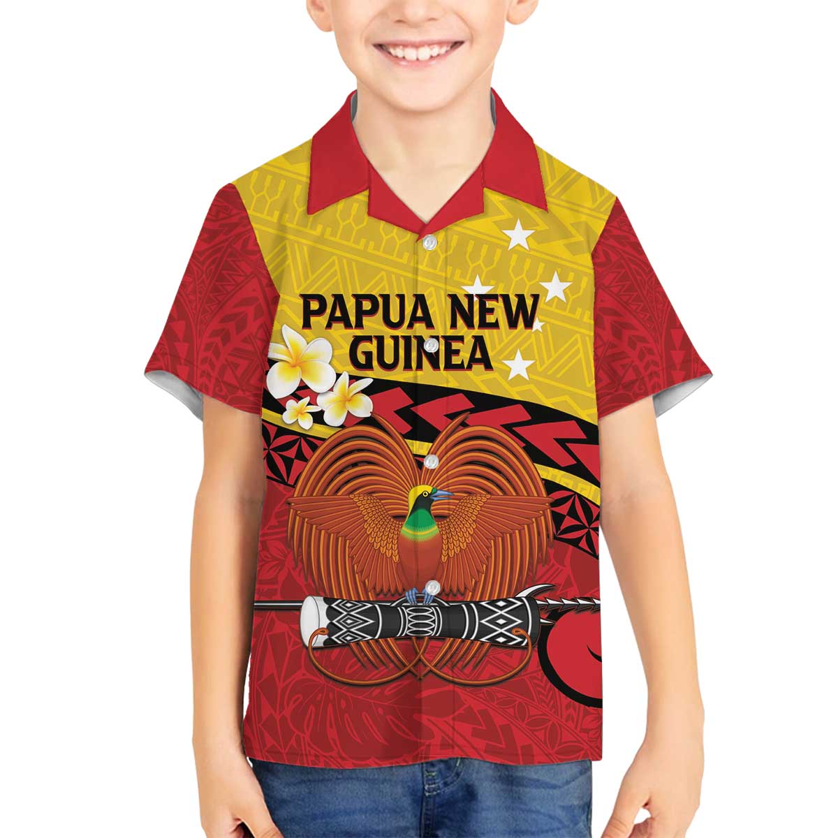 Papua New Guinea Independence Day Family Matching Puletasi and Hawaiian Shirt Since 1975 Unity In Diversity LT14 Son's Shirt Red - Polynesian Pride