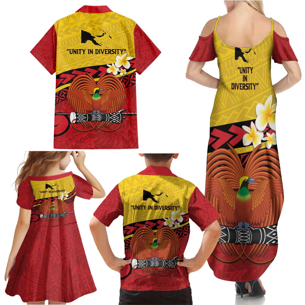 Papua New Guinea Independence Day Family Matching Summer Maxi Dress and Hawaiian Shirt Since 1975 Unity In Diversity LT14 - Polynesian Pride