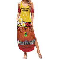 Papua New Guinea Independence Day Family Matching Summer Maxi Dress and Hawaiian Shirt Since 1975 Unity In Diversity LT14 Mom's Dress Red - Polynesian Pride