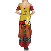 Papua New Guinea Independence Day Family Matching Summer Maxi Dress and Hawaiian Shirt Since 1975 Unity In Diversity LT14 - Polynesian Pride