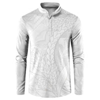 Samoa White Sunday Button Sweatshirt Lotu Tamaiti Siapo With Teuila LT14 White - Polynesian Pride