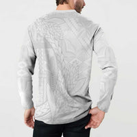 Samoa White Sunday Button Sweatshirt Lotu Tamaiti Siapo With Teuila LT14 - Polynesian Pride