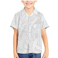 Samoa White Sunday Family Matching Mermaid Dress and Hawaiian Shirt Lotu Tamaiti Siapo With Teuila LT14 Son's Shirt White - Polynesian Pride