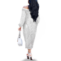 Samoa White Sunday Family Matching Off The Shoulder Long Sleeve Dress and Hawaiian Shirt Lotu Tamaiti Siapo With Teuila LT14 - Polynesian Pride