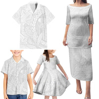 Samoa White Sunday Family Matching Puletasi and Hawaiian Shirt Lotu Tamaiti Siapo With Teuila LT14 - Polynesian Pride