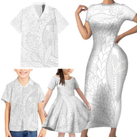Samoa White Sunday Family Matching Short Sleeve Bodycon Dress and Hawaiian Shirt Lotu Tamaiti Siapo With Teuila LT14 - Polynesian Pride