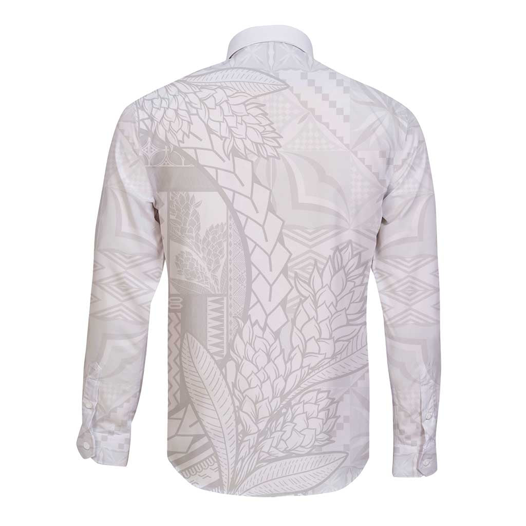 Samoa White Sunday Long Sleeve Button Shirt Lotu Tamaiti Siapo With Teuila
