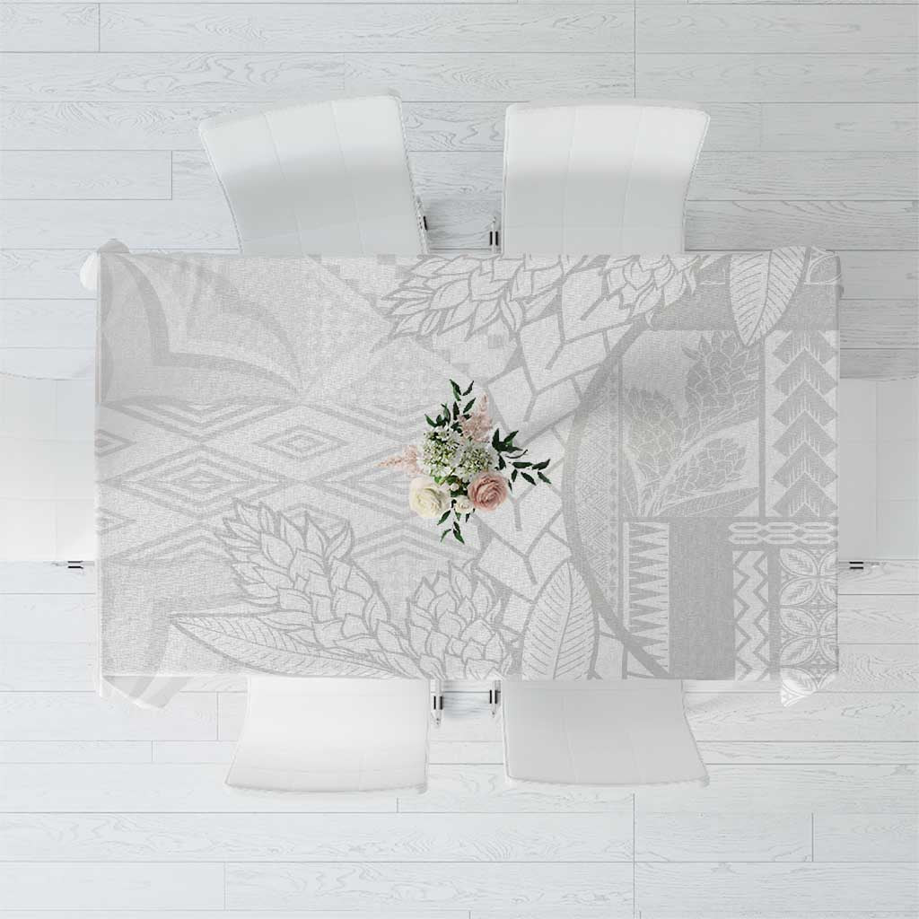 Samoa White Sunday Tablecloth Lotu Tamaiti Siapo With Teuila LT14 White - Polynesian Pride