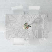 Samoa White Sunday Tablecloth Lotu Tamaiti Siapo With Teuila LT14 White - Polynesian Pride