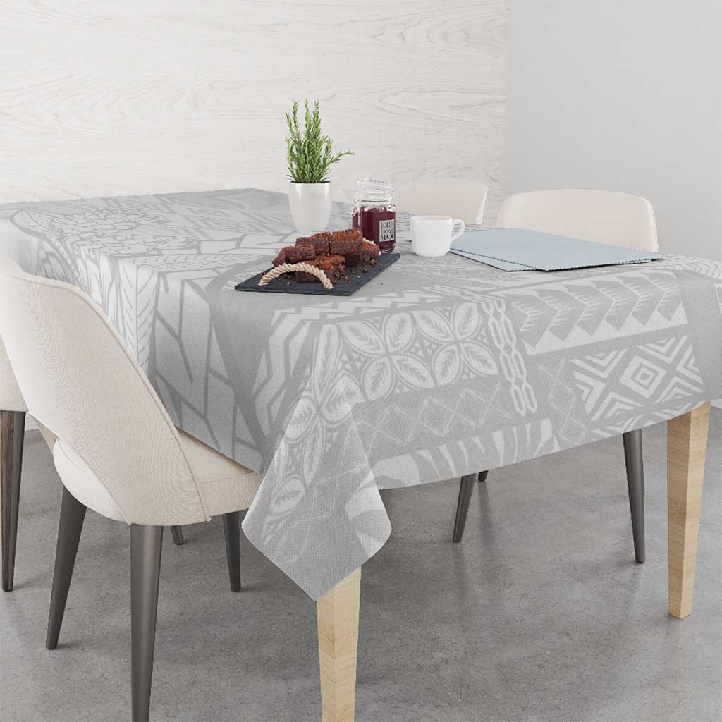 Samoa White Sunday Tablecloth Lotu Tamaiti Siapo With Teuila LT14 - Polynesian Pride